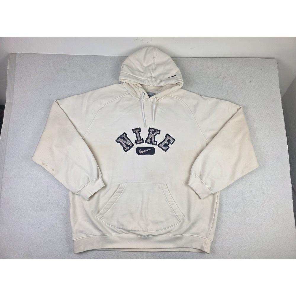 Vintage Y2K Nike Silver Tag Embroidered Hoodie Mens Size 2XL White *READ* 2000s